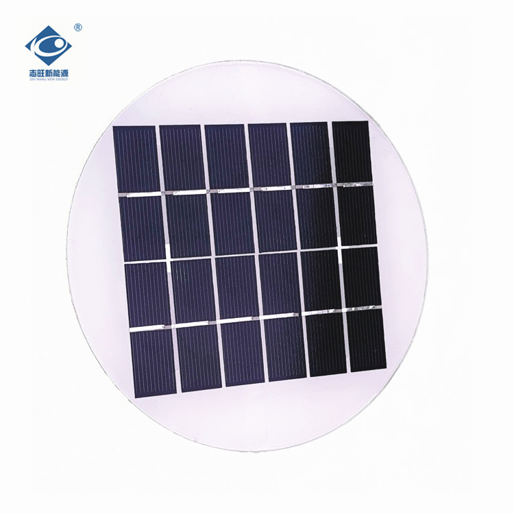 2.6W Round Transparent Glass Laminated Solar Panel ZW-Dia180-6V Camping Portable Solar Panel Charger 6V